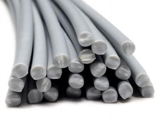 Plastic welding rods PE-HD 4mm round Gray (RAL7040) 25 rods HDPE front | az-reptec