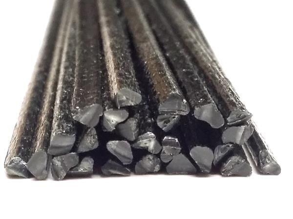 Plastic welding rods PET 4mm Triangular Black 25 rods front | az-reptec